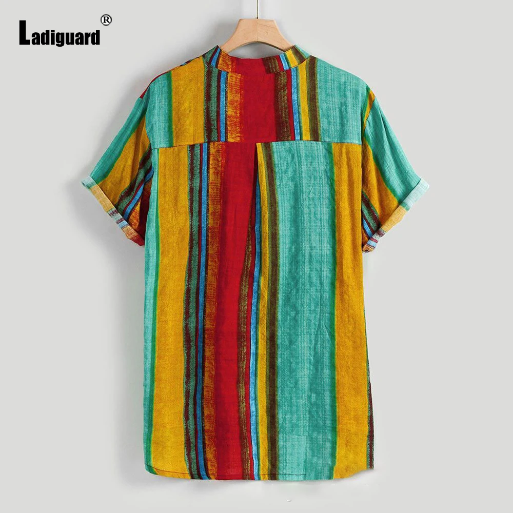 

Men Fashion Top Streetwear 2021 Short Sleeve Patchwork Stripe Blouse Mens Elegant Leisure Shirt blusas Summer Casual Pullovers