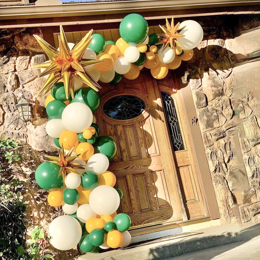 

95Pcs Classical Green White Gold Latex Balloon Garland Arch Hedgehog Balloon Globos For Adult kids Birthday Wedding Party Decors