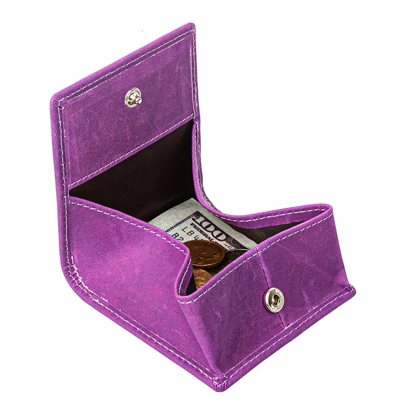 purple Маленький кошелек для денег из натуральной кожи, мини кошелек для монет для мужчин и женщин 580-50 - Цвет: purple