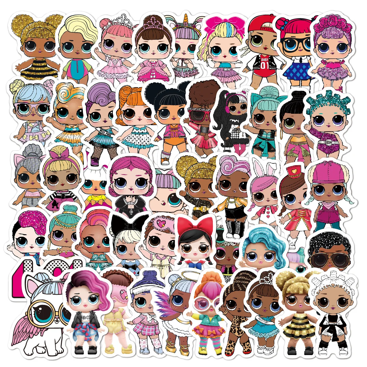 

50PCS Anime Cute LOL Surprise Doll Stickers Bike Phone Guitar Laptop Classic Cartoon DIY Sticker Decals Fun For Kid Toys Gift