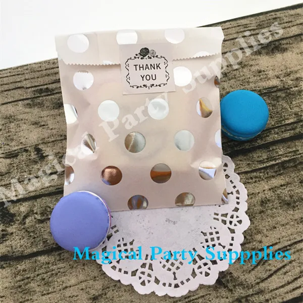 Wedding Decoration 125pcs Silver Metallic Dotty Treat Bag Foil Goody Baby Shower Gift Favour | Дом и сад