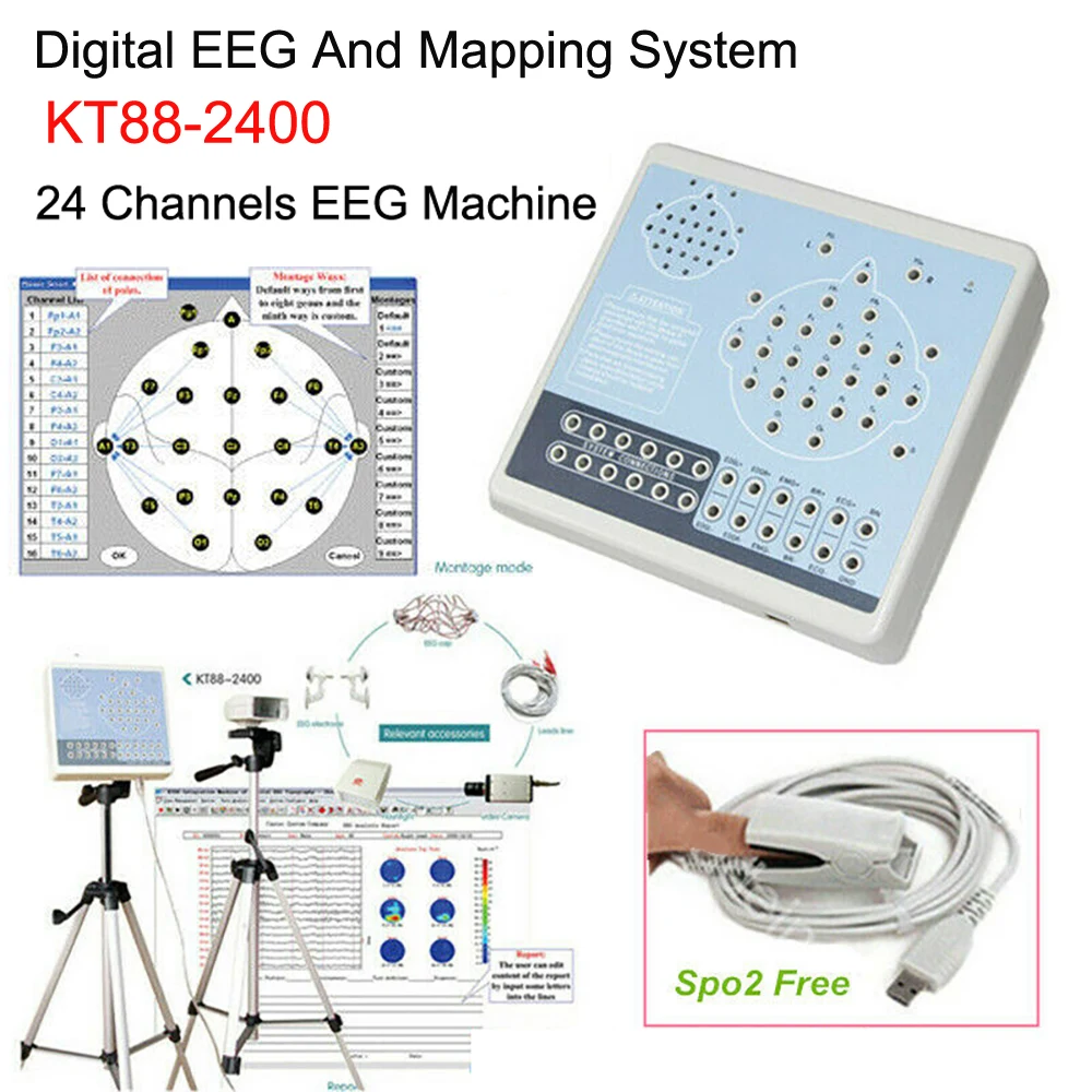 KT88-2400 Digital EEG Machine 24 Channel Brain Electric Activity Mapping System Electroencefalogram USB Software | Красота и здоровье