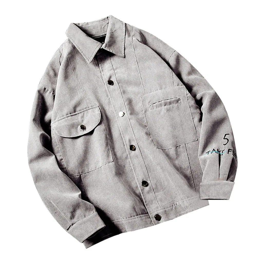 Куртки повседневные винтажные вельветовые ткани одноцветные куртки для мужчин