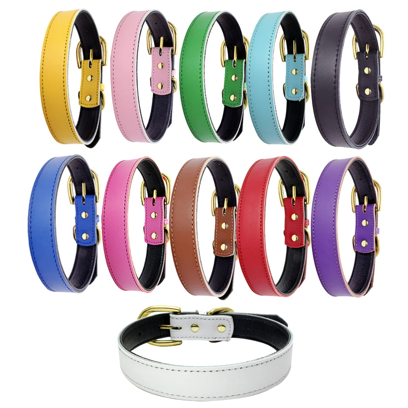 

Dog Collar PU Leather Puppies Surface Two-Layer Leather Collar Pomeranian French Bulldog Golden Retriever Adjustable Dog Collar