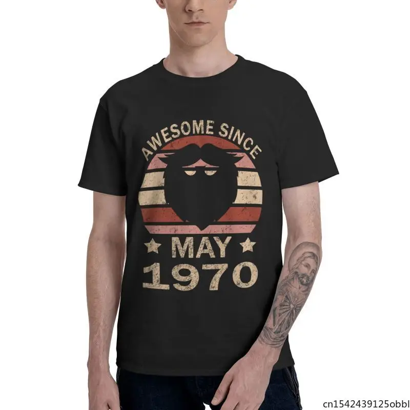 

Male Awesome Since 1970 T-Shirt Funny Funny Birthday Sayings Short Sleeve Cool Homme Tops Merch Unisex Summer Trend Round Neck