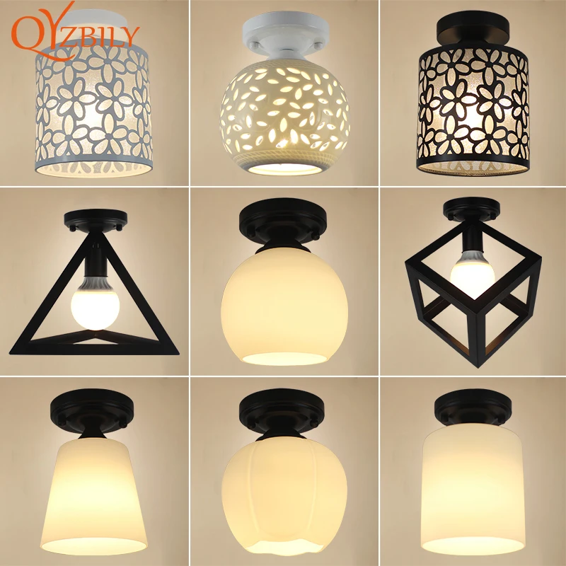 Ceiling lights Minimalist Retro Ceiling Lamp Glass E27 industrial decor lamps for living room Home Lighting Lustre Luminaria