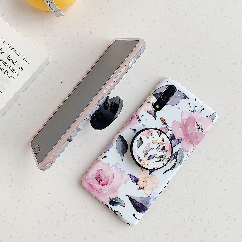 Винтажный цветочный чехол LOVECOM с держателем для телефона Huawei P20 P30 P40 Pro Lite Mate 20 30