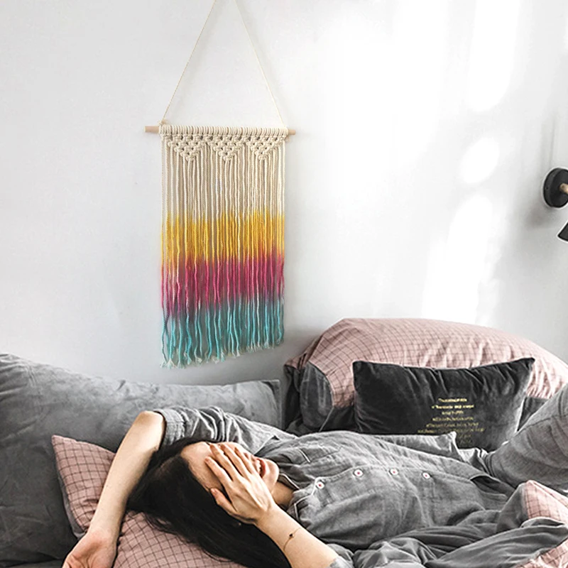 Цвет Бохо Тканый гобелен Простой декоративный настенный для дома гостиной | Дом и