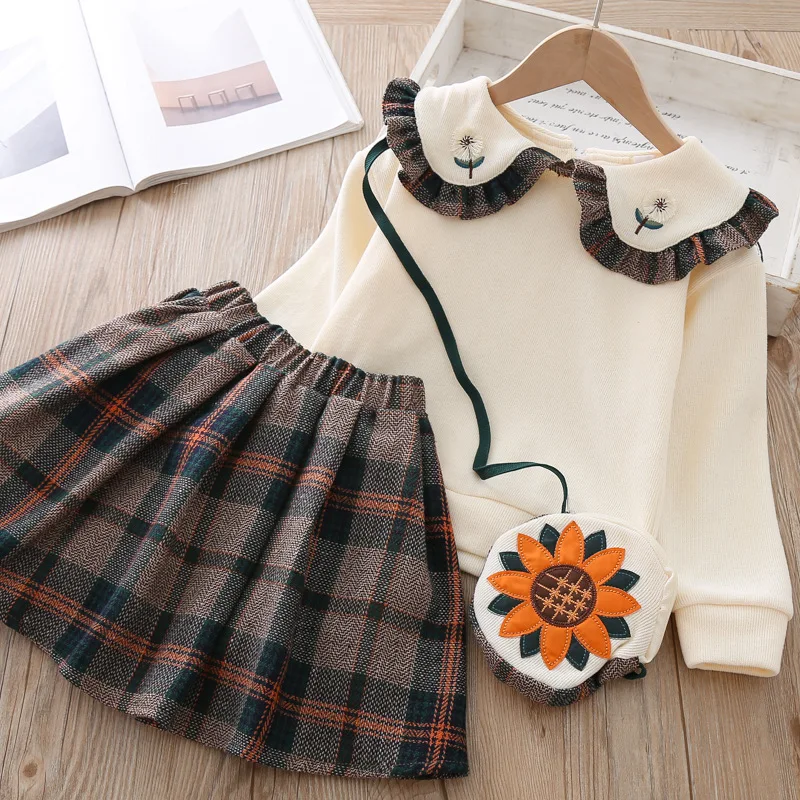 Комплект одежды для маленьких девочек костюм зимняя плиссированная короткая