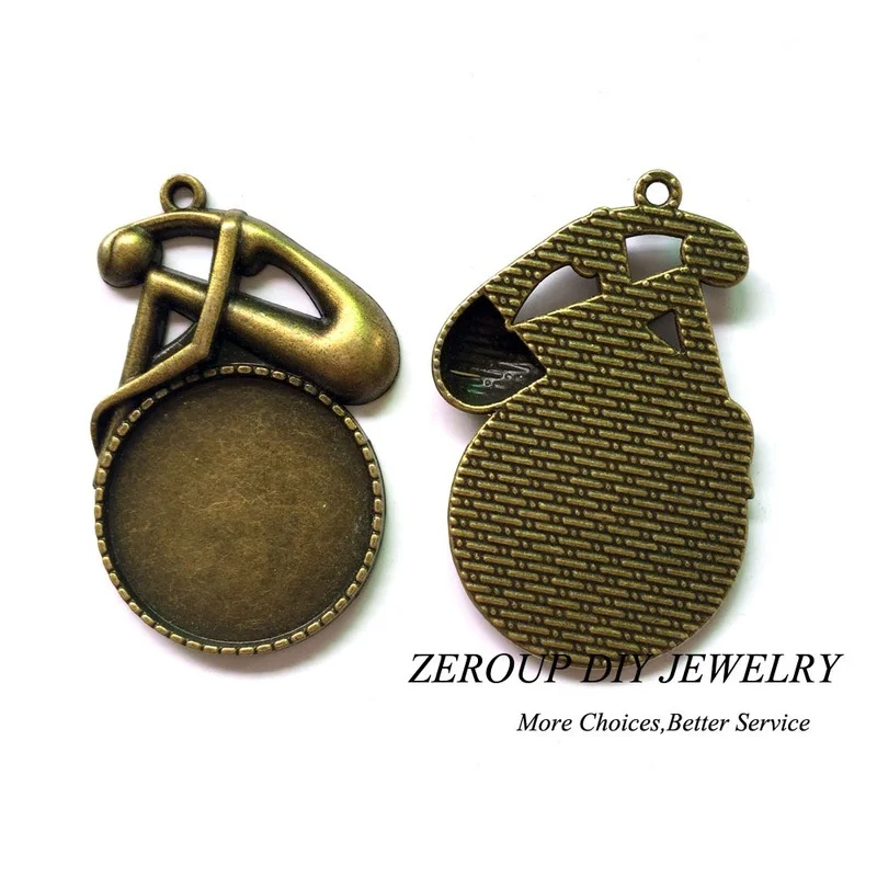 5 шт./лот 25 мм подвесной лоток Круглый античный бронзовый кабошон принадлежности