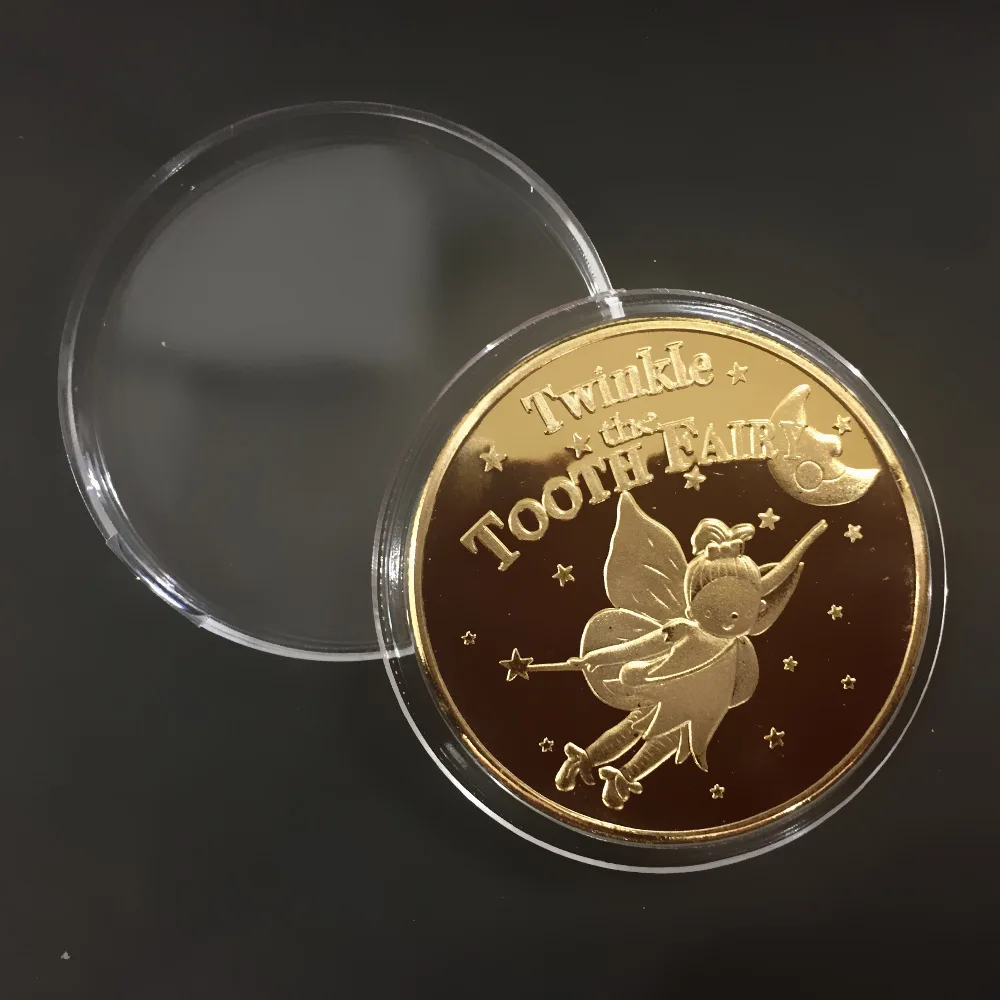 

Gold Plated Tooth Fairy Commemorative Coin Creative Kids Tooth Change Gifts Physical Metal Coin Crypto Commemorative Coin