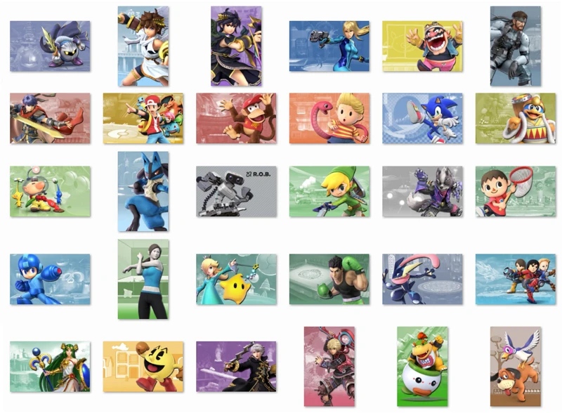80pcs Super Smash Bros Ultimate Characters Stickers Crossover Fighting Game Mario Pikachu Mega Man Terry DLC SSBU Glossy Sticker