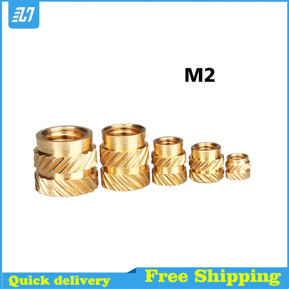 

M2 Brass Heating Molding Nut Copper Thread Inserts Nut SL-type Double Twill Knurled Injection For 3D Printing