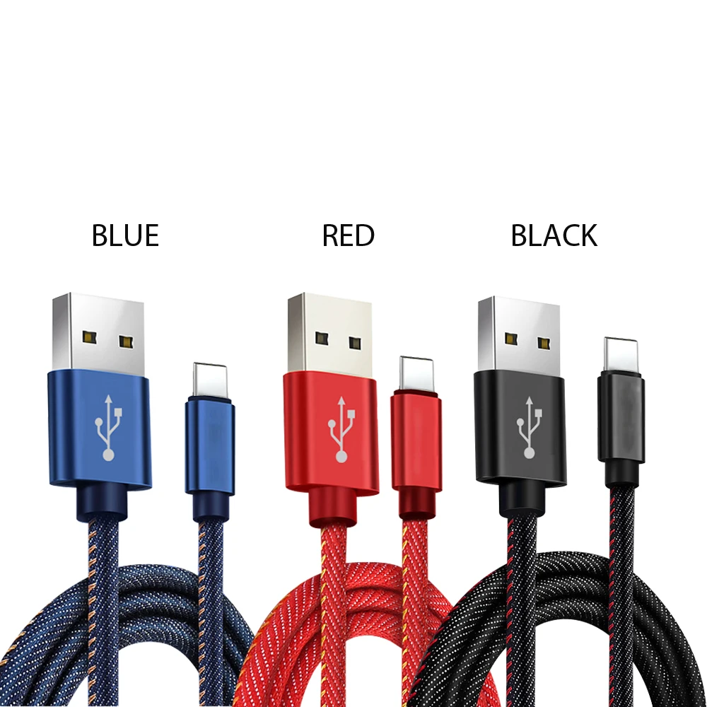 PUJIMAX 3 упаковки 2.4A usb type C кабель джинсовая плетеная Быстрая зарядка данных USB для