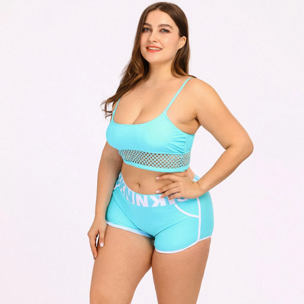 

Women's Swimsuits Plus Size High Waisted Bikini Sports Style Swimwear Two Piece Female Biquini Print Padded Maillot De Bain