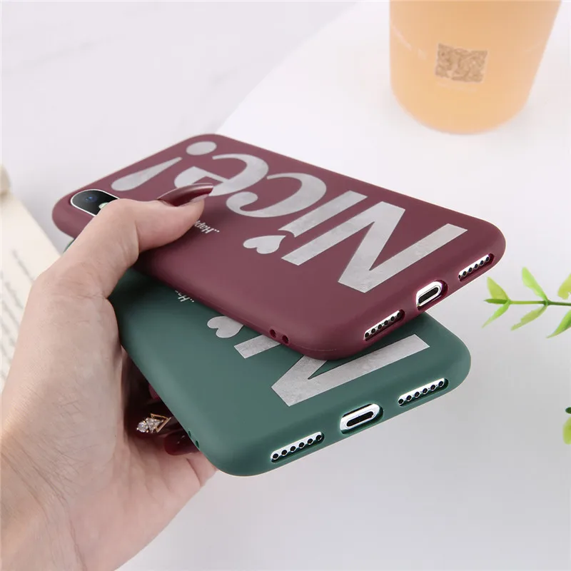 iPWSOO Letter NICE Phone Case For iPhone 11 Pro Max X XS XR Xs Soft TPU Solid Color Cases Cover 6 6s 7 8 Plus | Мобильные телефоны
