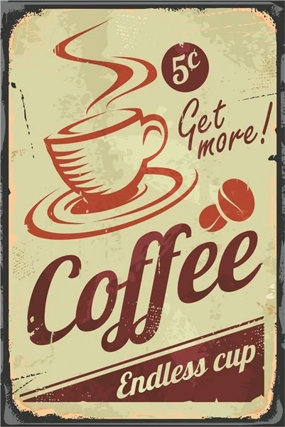 Кофе меню Винтаж плакат ретро олова металла таблички наклейки декор Кухня