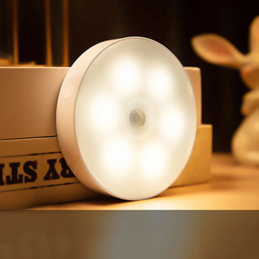 

Аккумуляторная Ночная лампа с датчиком движения Сенсор светодиодный ночной Светильник Беспроводной коридор шкаф лампа лестницы Ванная ко...