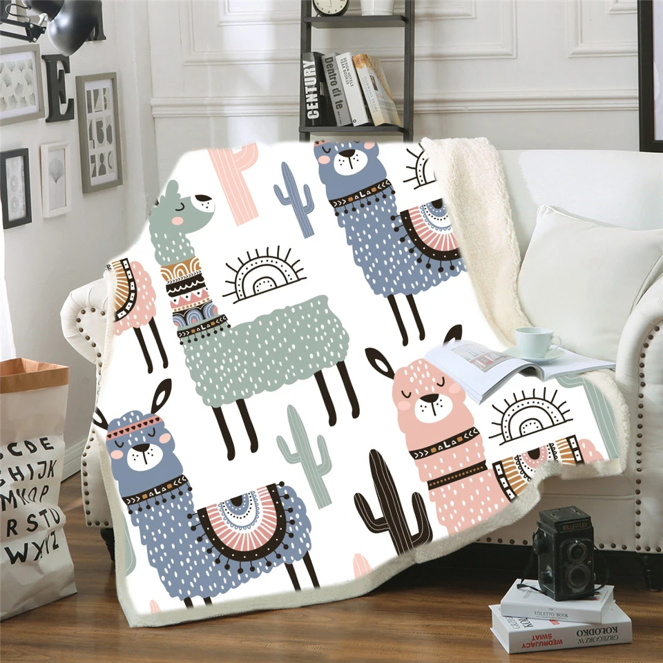 Мягкое Одеяло Из шерпы милое одеяло из альпаки для детей мультяшное покрывало