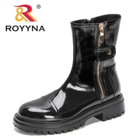 royyna 2022 new designers chelsea boots womens ankle boots british style zipper boots ladies round toe winter shoes flat bootes