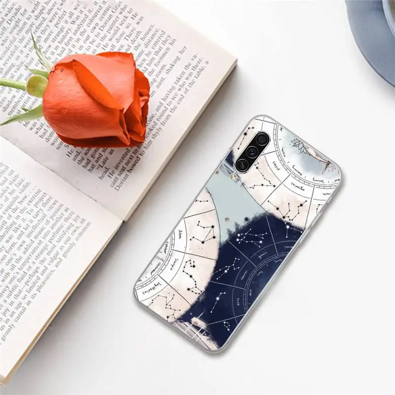 

World Map Compass Star constellation Phone Case For Samsung A S M Note 9 10 20 fe 21 71 30 ultra plus 5g 11 31 51 s