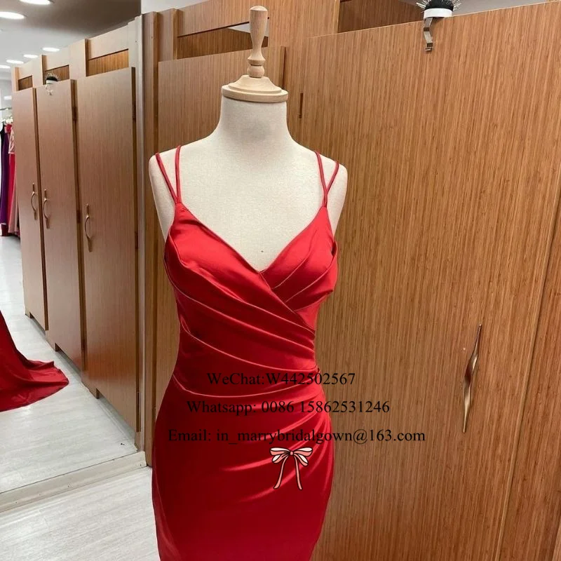 Соблазнительные Красные Длинные атласные вечерние платья-русалки простые