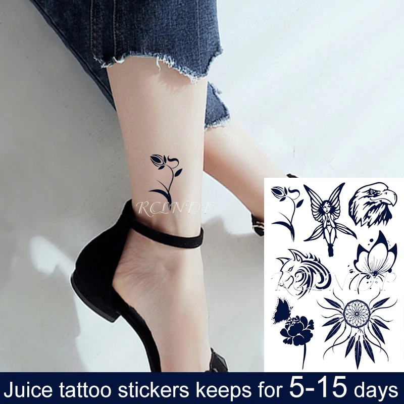 

Водостойкая Временная тату-наклейка с соком и чернилами цветок бабочка девушка Орел животное Фруктовый гель длительное искусство Татто дл...