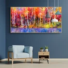 Настенная живопись, холст, красивые цвета, абстрактный пейзаж, деревья, лес осенью, картины для декора гостиной