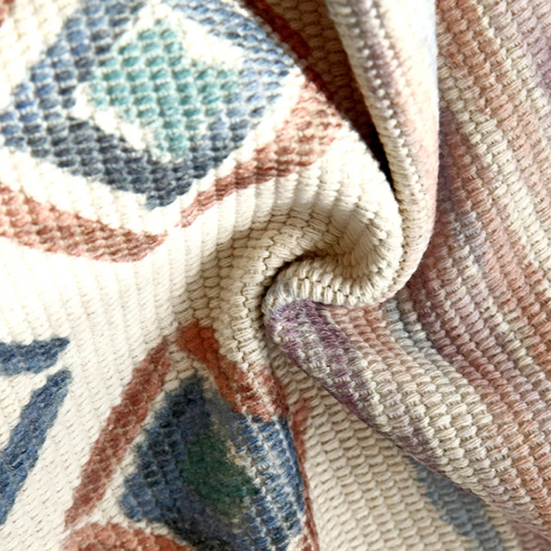 Ретро ковер RFWCAK для дивана гостиной спальни хлопковый с кисточками окрашенный в