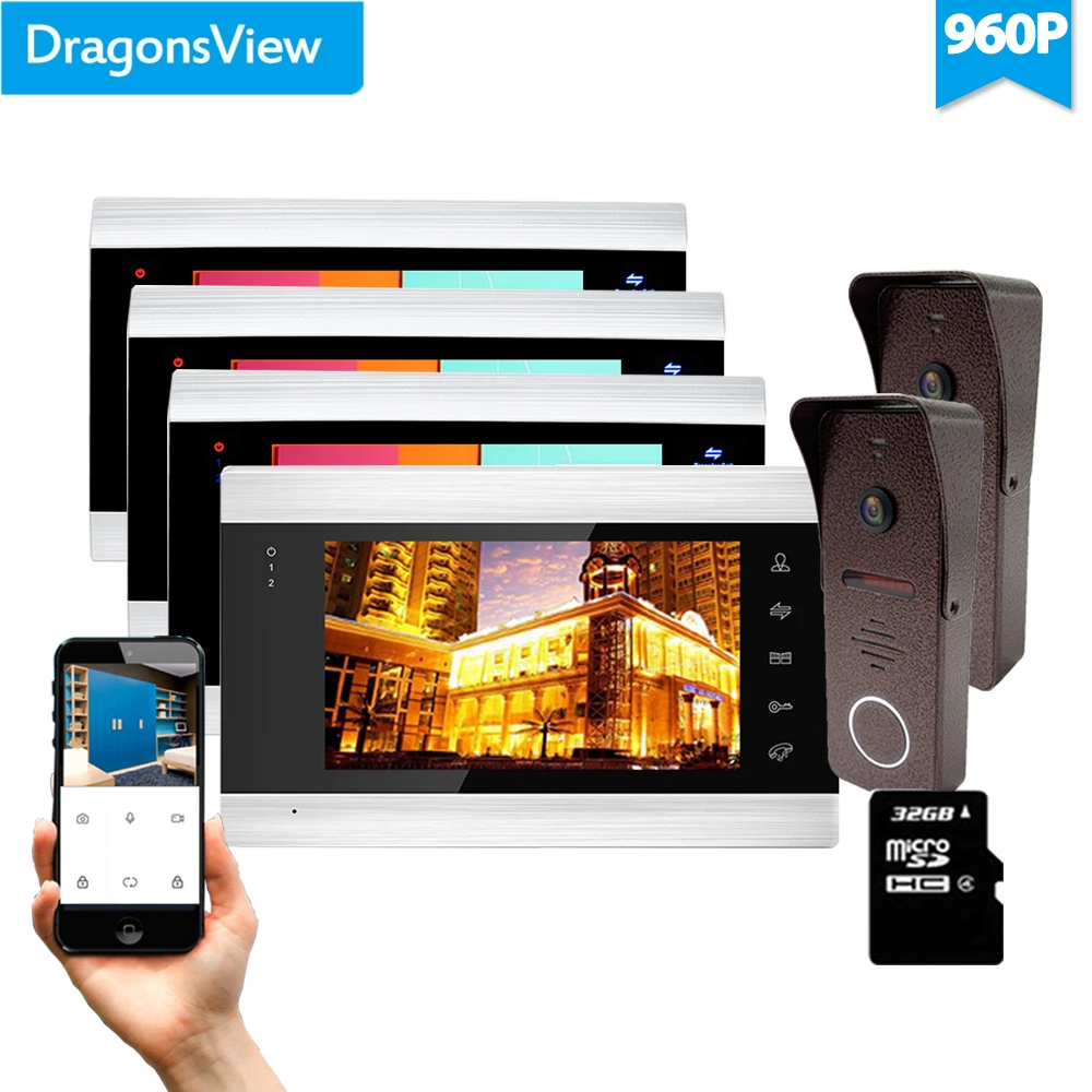 Dragonsview 7 дюймов несколько Системы Wi Fi Беспроводной видео дверной звонок для