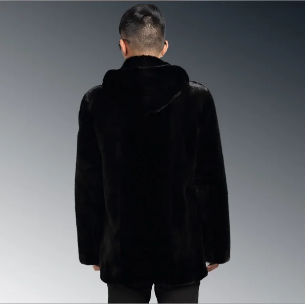 2019 Мужская зимняя кожаная куртка с капюшоном пальто из искусственного меха