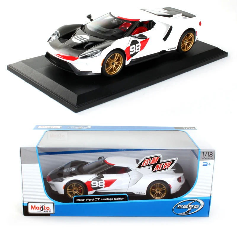 

Maisto 1:18 2021 Ford GT Heritage Edition Sports Car Diecast Model Car Toy New In Box Free Shipping Silver Three color optional