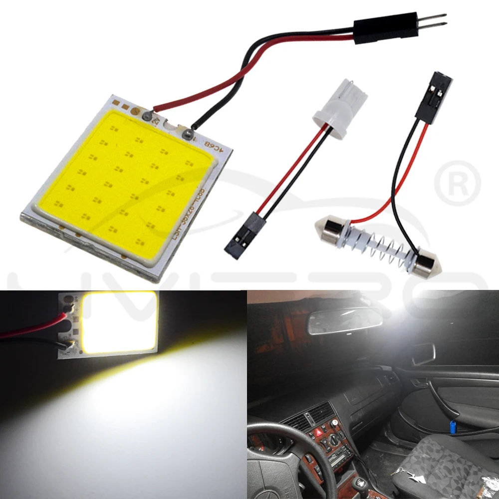 C5W Cob 24 36 48SMD чип белая лампа для чтения led T10 автомобильная светодиодная