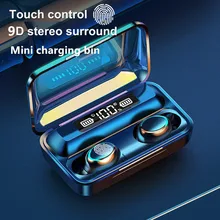 5.0 Earphones Touch F9 TWS Bluetooth Control Auto Boot Headphone with Mic Noice Cancelling Sport Earbuds for Smartphone