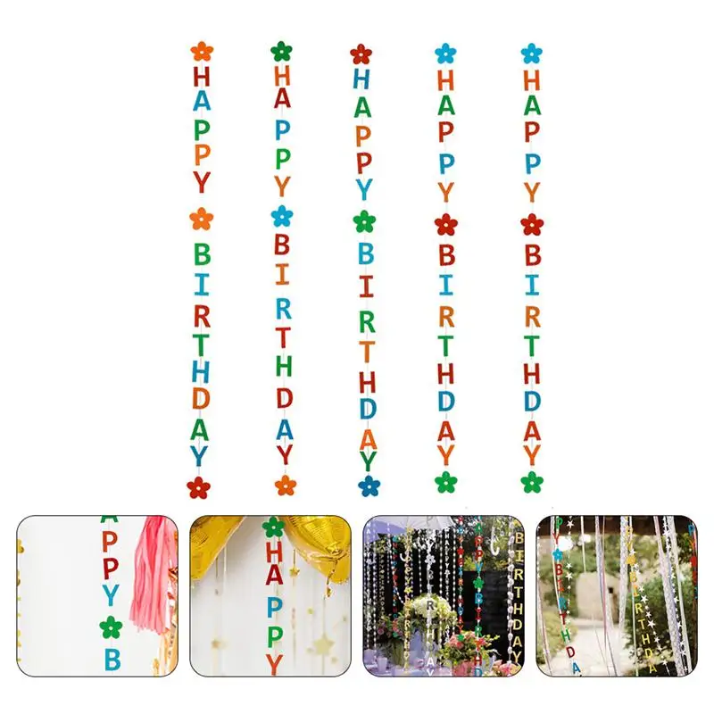 

5pcs Birthday Party Banner Pendants Party Background Wall Decors