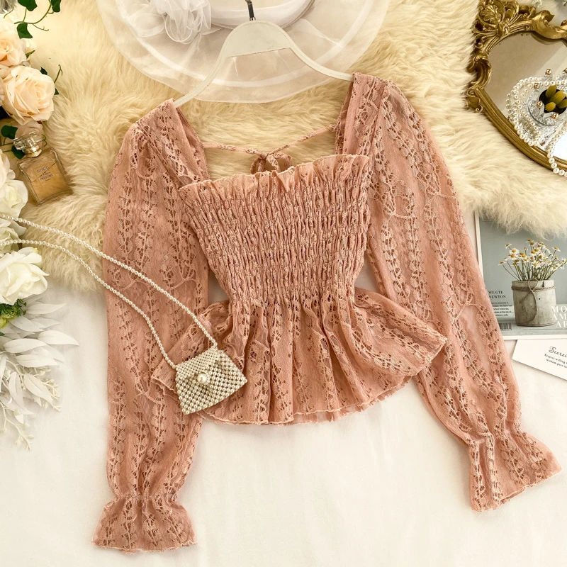 FTLZZ Женская Повседневная рубашка с рюшами новинка лето весна длинный