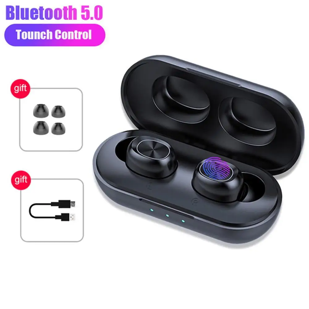 B5 TWS Bluetooth наушники беспроводные наушники 5,0 сенсорное управление водонепроницаемый 6D стерео Спорт Музыка гарнитура 300 мАч зарядная коробка - Цвет: B5 black