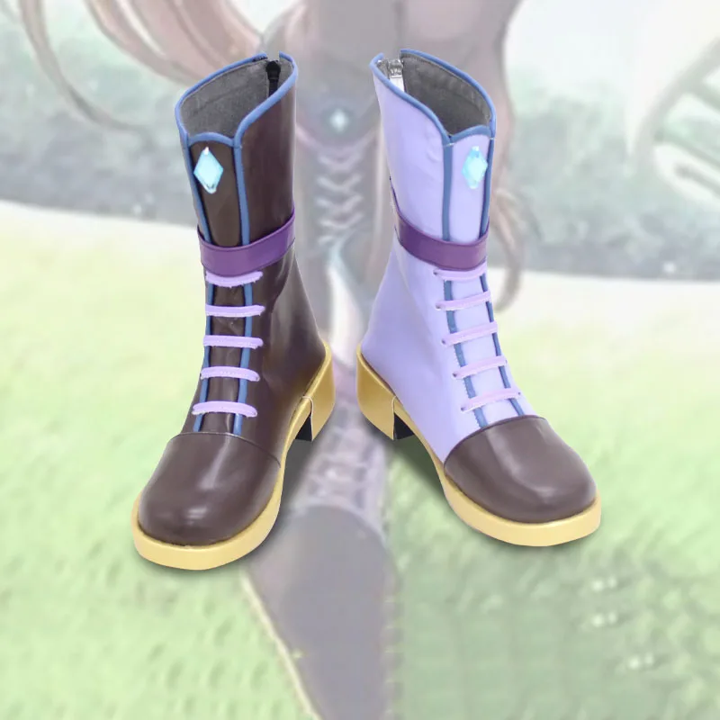 

Japanese Anime Umamusume: Pretty Derby Cosplay Leather Shoes High Heels Lace-up Zipper Boots