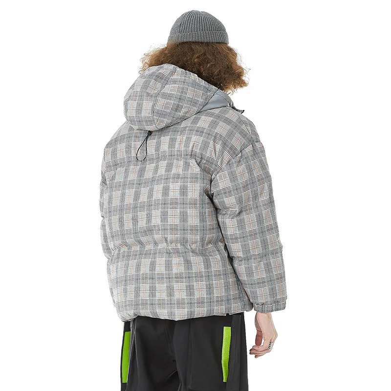 Куртка мужская хлопковая в клетку оригинальная простроченная одежда с капюшоном