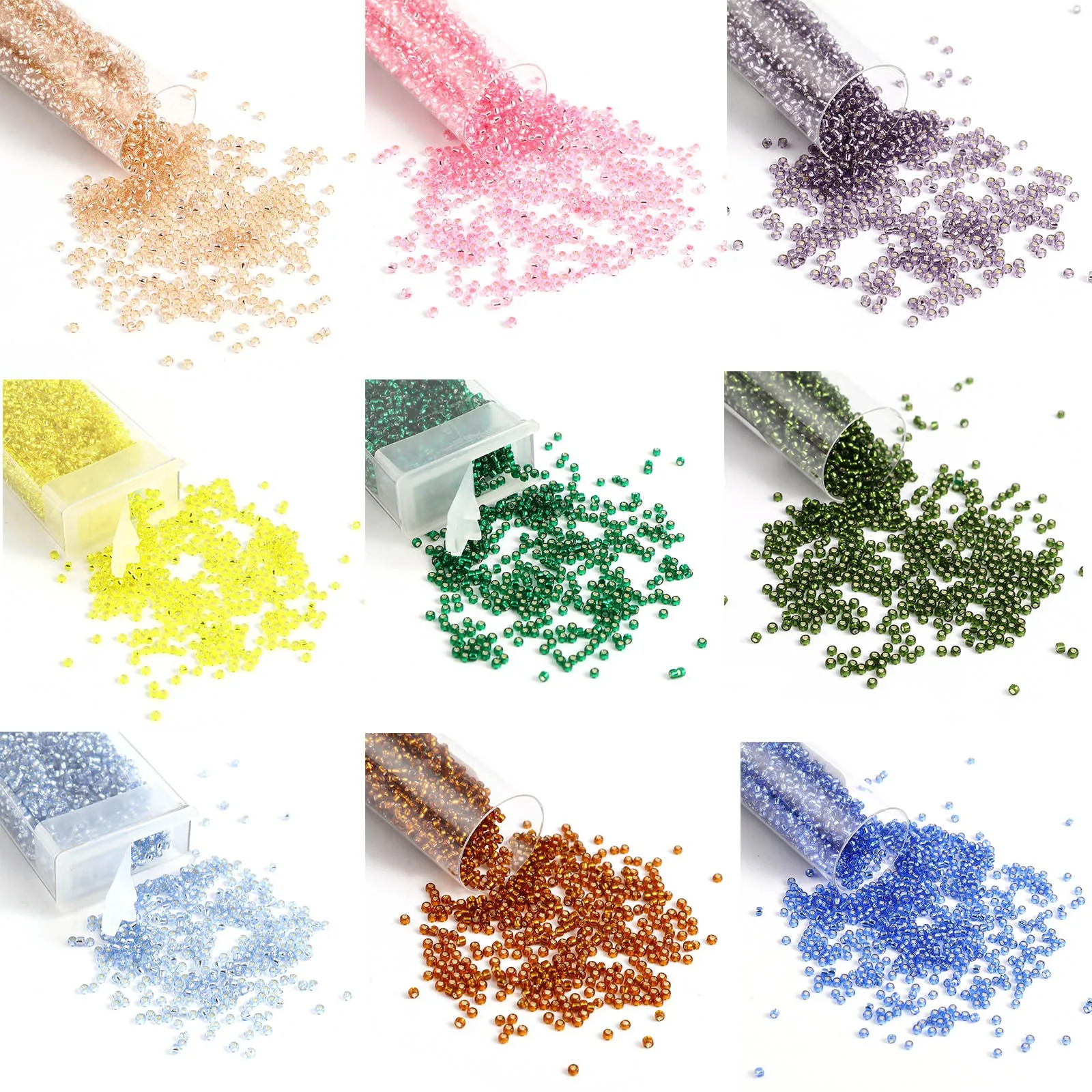 

1.5mm Sliver Lined Glass Round Ball Seed Beads Round Multicolor Loose Spacer Beads DIY Making Necklace Jewelry Gifts,1Bottle