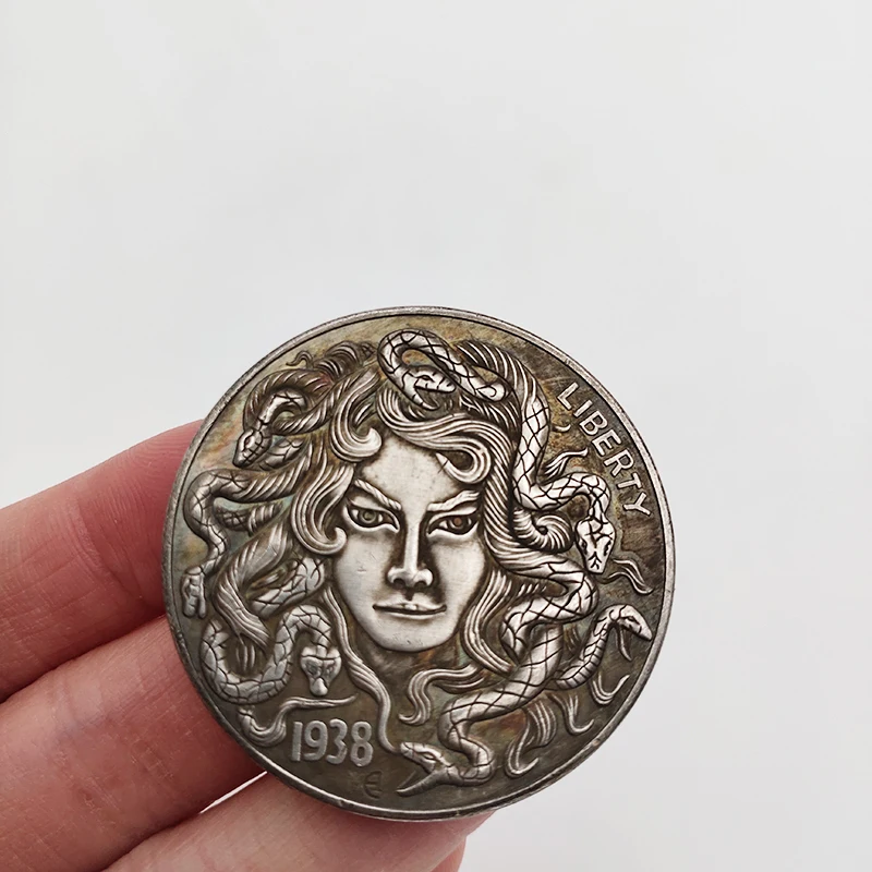 Американский Морган Странник монета 1938 Медуза красивая женщина и змея набор