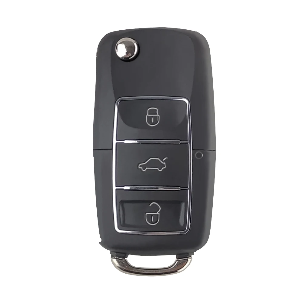 Черный OkeyTech для VW Seat Skoda Jetta Golf Passat Beetle Polo Bora Octavia Key Shell 3 кнопки флип складной чехол для дистанционного ключа автомобиля чехол - Цвет: Черный
