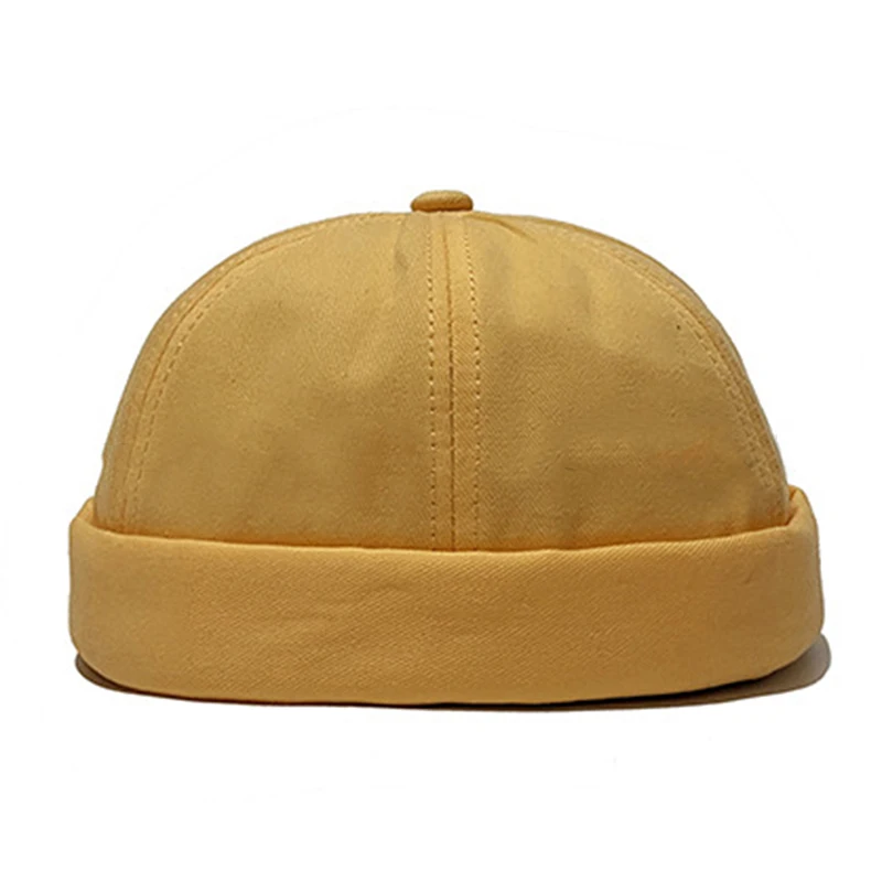 

Шляпа без полей для взрослых, модная шапка Skullcap для женщин, одноцветная свернутая Кепка с манжетами, Мужская Регулируемая Кепка с пряжкой