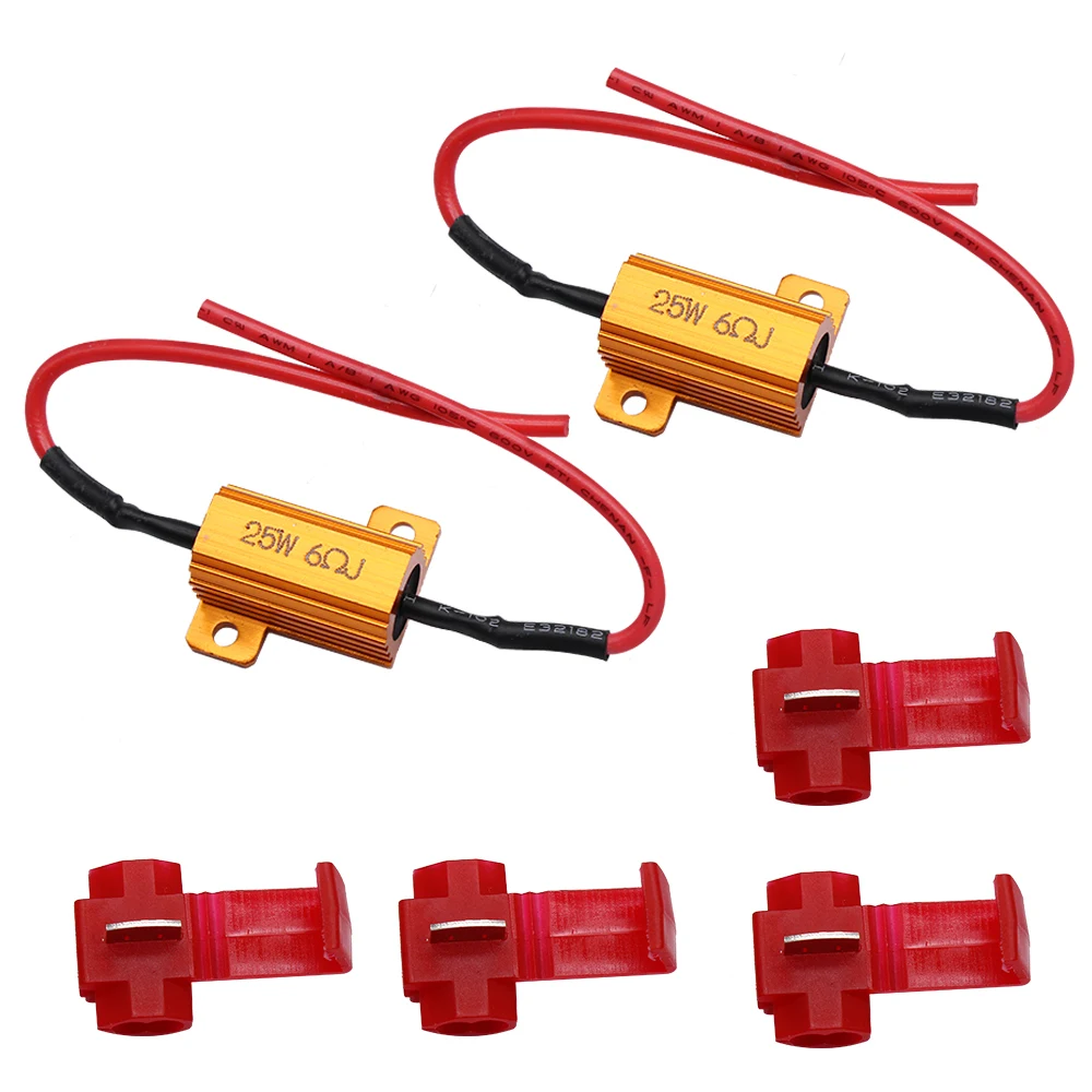 6OHM 25W YUNPICAR 25 Вт 50 Вт 6Ohm светодиодный РЕЗИСТОРЫ НАГРУЗКИ для сигнальных огней поворота-исправление светодиодный лампы быстрая гипер вспышка сигнал поворота мигание код ошибки 2 шт - Цвет: 6OHM 25W