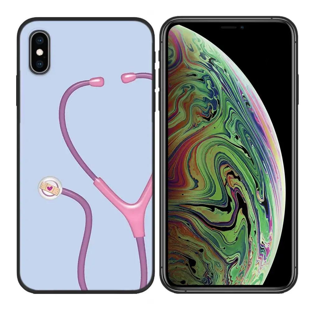 Black Силиконовый чехол Tasche Deckt Concha Ader медсестры для iPhone X XS XR XS 11 11Pro Max 7 8 6 6S 5 5S SE Plus Fundas Capa - Color: Black