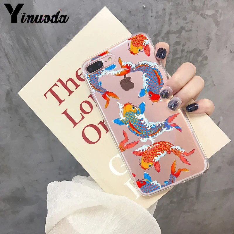 Модный японский чехол для телефона Yinuoda Koi Fish Cherry Blossom Lucky Cat Apple iPhone 8 7 6 6S Plus X XS max 5 5S