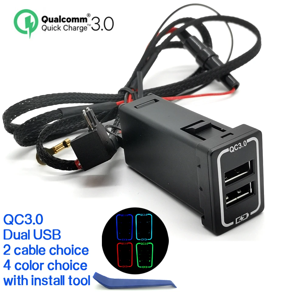 Автомобильное зарядное устройство с двумя USB-портами 12 В адаптер QC3.0 для Toyota COROLLA