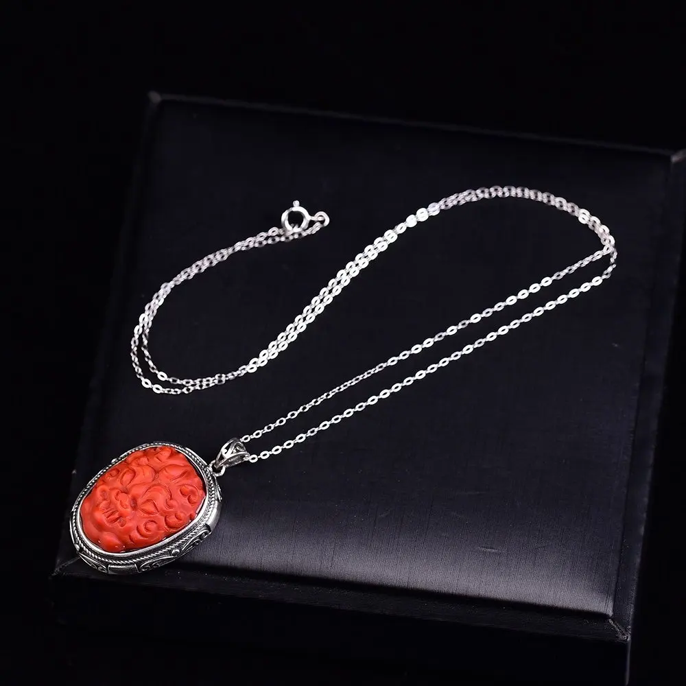 

Natural southern red agate animal head pendant s925 Ciondalo Zawieszka pingente feminino collar plata schmuck colar joyas joia