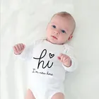 Привет, я Новинка, боди для новорожденных с буквенным принтом, боди с длинным рукавом, одежда для маленьких мальчиков и девочек