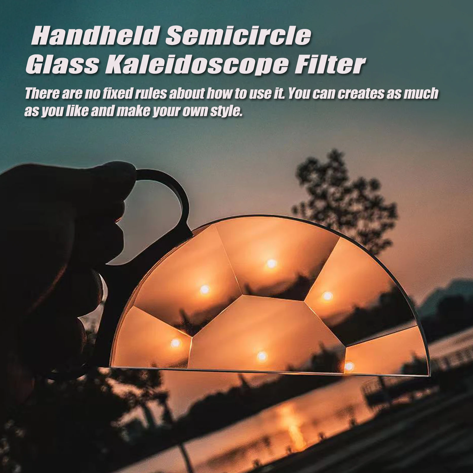 

Camera Filter Photography Foreground Blur Film Photography Props Handheld Semicircle Glass Kaleidoscope Filter Camera Accessorie